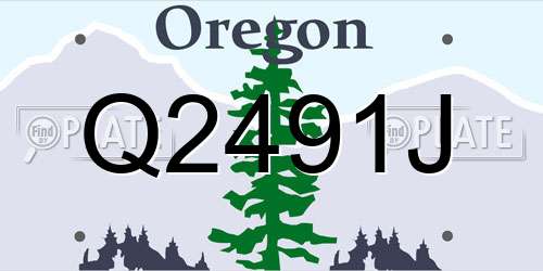 Q2491J Oregon License Plate