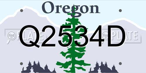 Q2534D Oregon License Plate