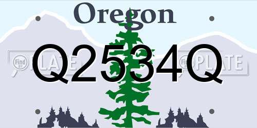 Q2534Q Oregon License Plate