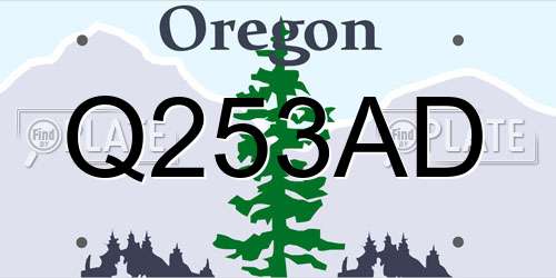 Q253AD Oregon License Plate