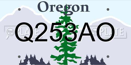 Q253AO Oregon License Plate