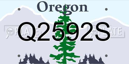Q2592S Oregon License Plate