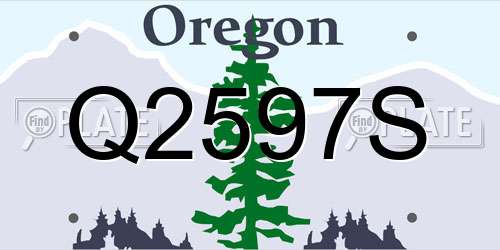 Q2597S Oregon License Plate