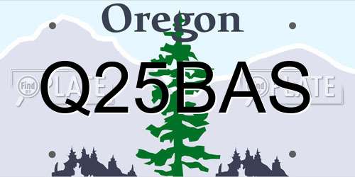 Q25BAS Oregon License Plate