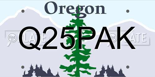 Q25PAK Oregon License Plate