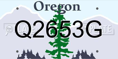 Q2653G Oregon License Plate