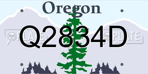 Q2834D Oregon License Plate