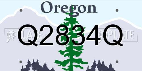 Q2834Q Oregon License Plate