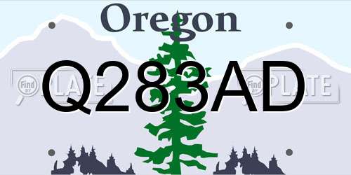 Q283AD Oregon License Plate