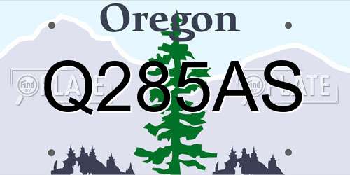 Q285AS Oregon License Plate