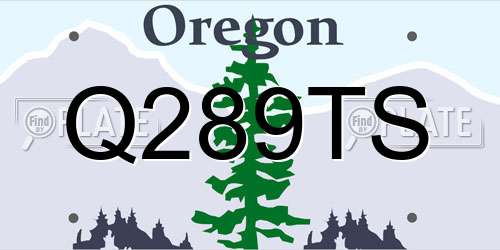 Q289TS Oregon License Plate