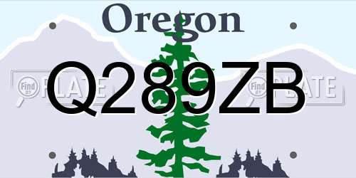 Q289ZB Oregon License Plate