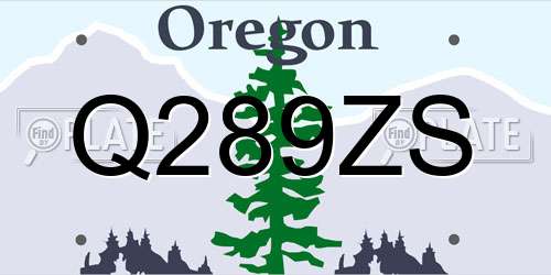 Q289ZS Oregon License Plate