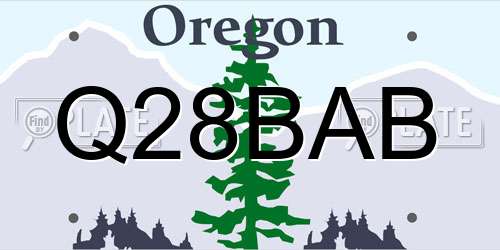 Q28BAB Oregon License Plate