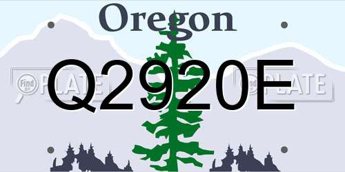 Q2920E Oregon License Plate