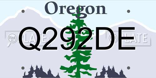 Q292DE Oregon License Plate