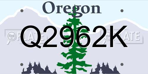 Q2962K Oregon License Plate