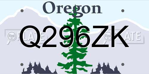 Q296ZK Oregon License Plate