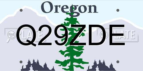 Q29ZDE Oregon License Plate