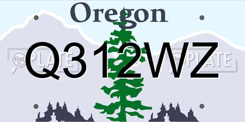 Q312WZ Oregon License Plate