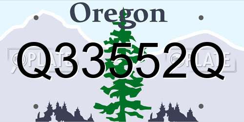 Q33552Q Oregon License Plate