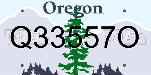 Q33557O Oregon License Plate