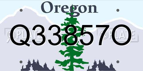 Q33857O Oregon License Plate