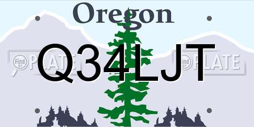 Q34LJT Oregon License Plate