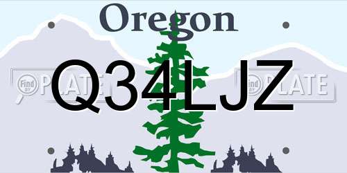 Q34LJZ Oregon License Plate