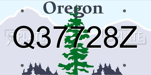 Q37728Z Oregon License Plate