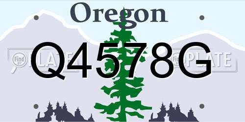 Q4578G Oregon License Plate