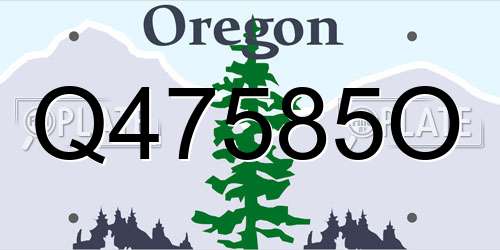 Q47585O Oregon License Plate