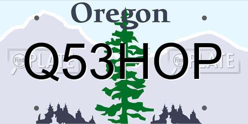Q53HOP Oregon License Plate