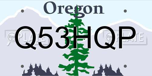 Q53HQP Oregon License Plate