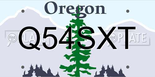 Q54SXT Oregon License Plate