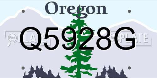 Q5928G Oregon License Plate