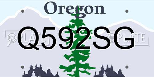 Q592SG Oregon License Plate