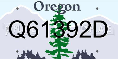 Q61392D Oregon License Plate