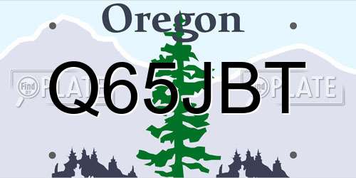 Q65JBT Oregon License Plate