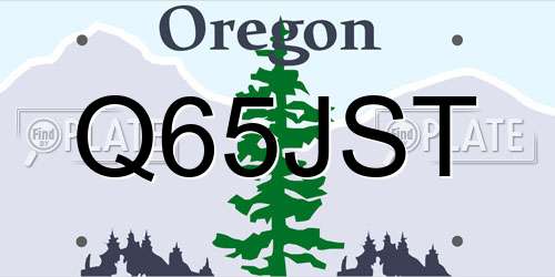Q65JST Oregon License Plate