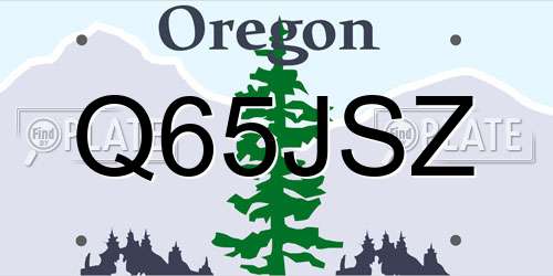 Q65JSZ Oregon License Plate