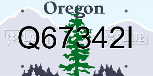 Q67342I Oregon License Plate