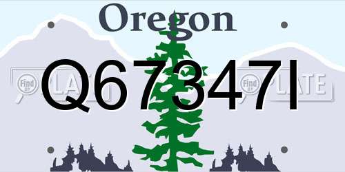 Q67347I Oregon License Plate