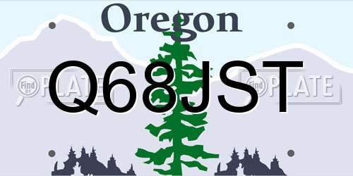 Q68JST Oregon License Plate