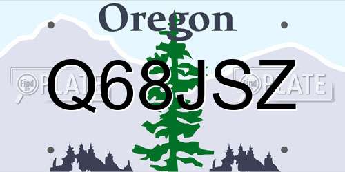 Q68JSZ Oregon License Plate