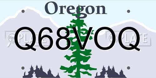 Q68VOQ Oregon License Plate