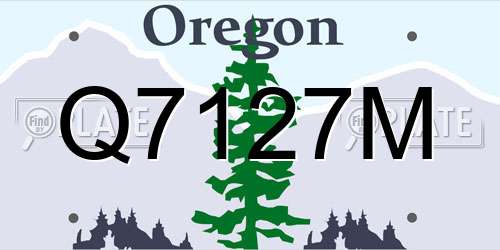 Q7127M Oregon License Plate