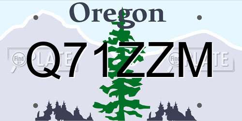 Q71ZZM Oregon License Plate