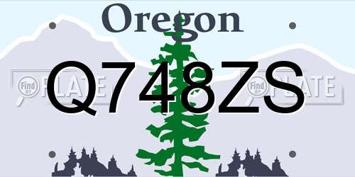 Q748ZS Oregon License Plate
