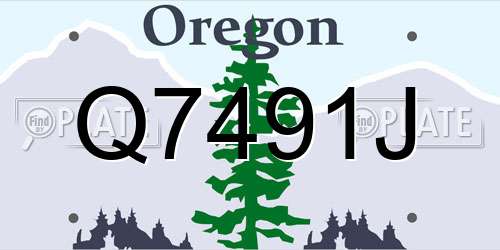 Q7491J Oregon License Plate